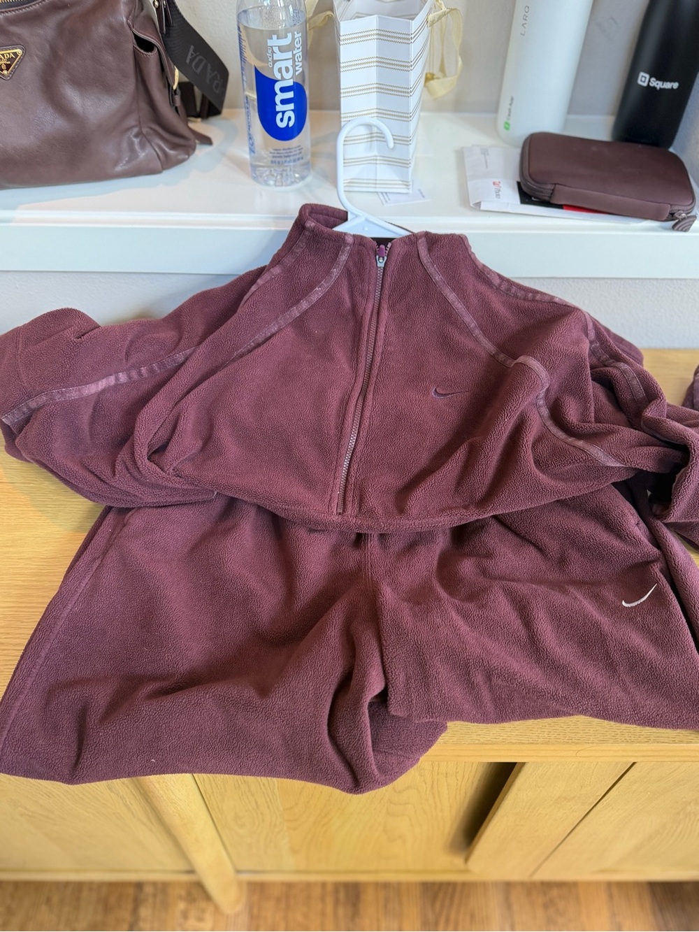 Nike Maroon Half-Zip Pullover and Pants Set thermal